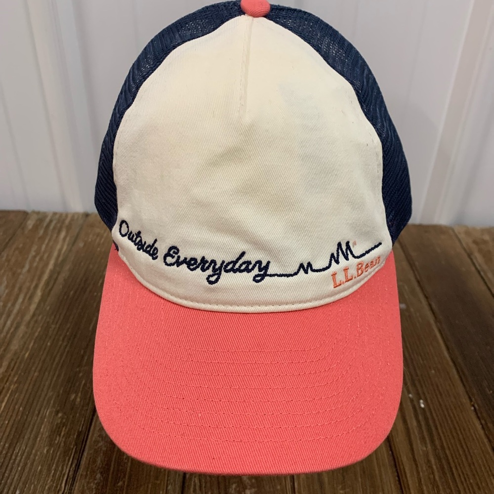 L.L. Bean Cream and Coral Cap